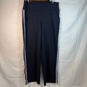Zaggora Wide Leg Lounge Pants Size 10 High Waist Athletic Striped Navy Blue NWT‎